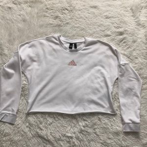 Adidas white crop sweatshirt